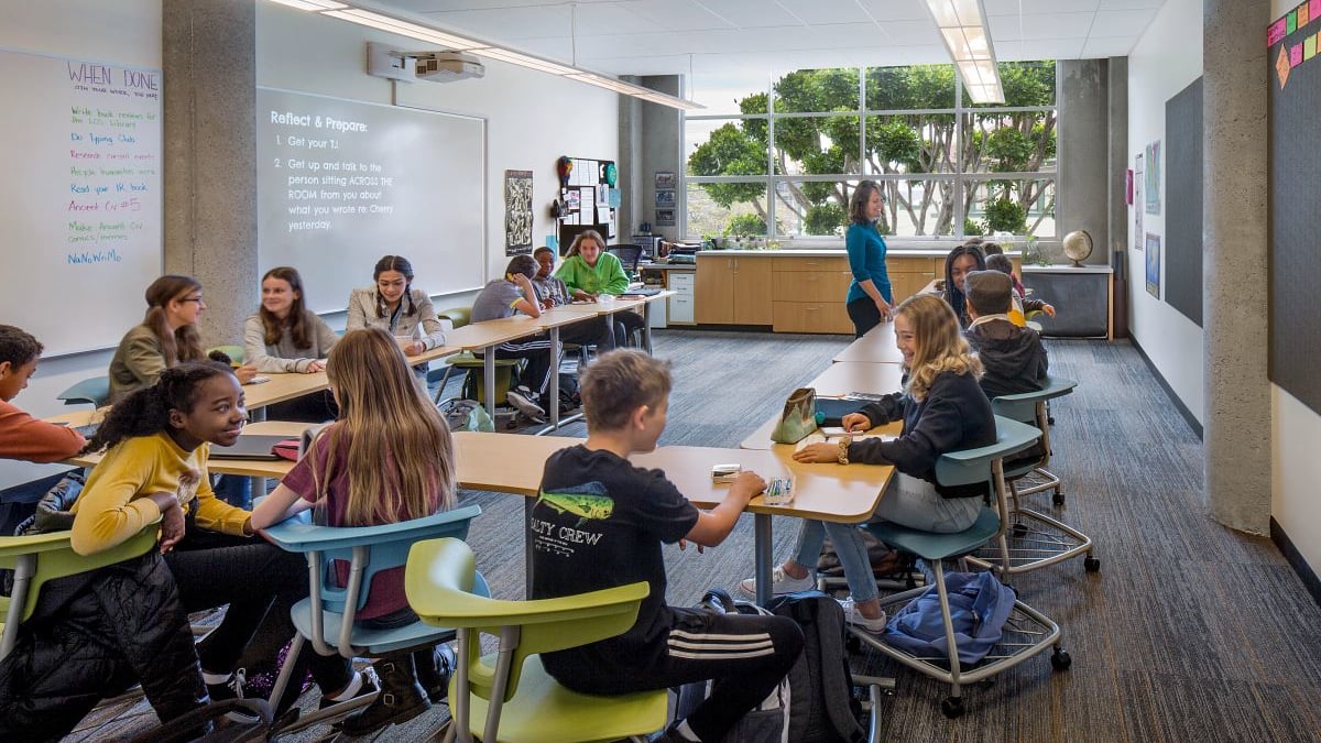 Students engaging in learning space